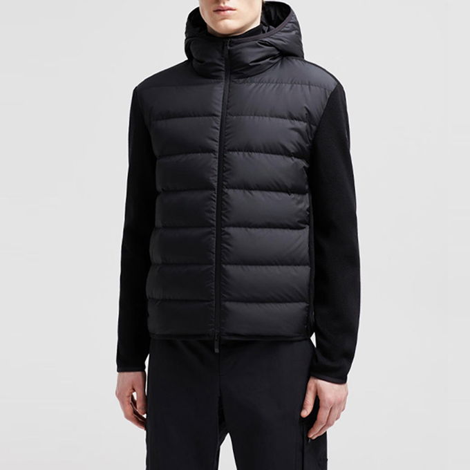 moncler cardigan tricot hooded wool blend down jacket